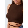 Kadın Kahverengi Çapraz Bağlamalı Crop Top Büstiyer