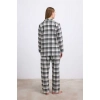 Kadın Kareli Flanel Görünümlü Uzun Kollu Gömlek Ve Pantolon Takımı
