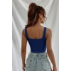 Kadın Lacivert Kalın Askılı Crop Top Büstiyer