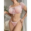 Kadın Pembe Bustiyer Külot Sexy Kostüm 8013