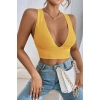 Kadın Sarı Çapraz Sırt Detaylı Şık Crop Top Büstiyer