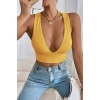 Kadın Sarı Çapraz Sırt Detaylı Şık Crop Top Büstiyer