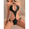 Kadın Siyah Fantezi Boyundan Bağlama Halka Detaylı Sexi Kostüm 2046