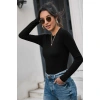 Kadın Siyah Uzun Kollu Fit Basic Crop Top Bluz