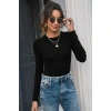 Kadın Siyah Uzun Kollu Fit Basic Crop Top Bluz