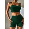 Kadın Yeşil Şortlu Kaşkorse Gecelik Takım