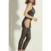 Siyah Çiçek Desenli Transparan Vücut Çorabı,seksi Uzun Tulum Fantazi İç Giyim