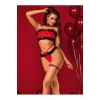 Transparan Siyah-kırmızı Fantezi Bacak Bantlı Sütyen Külot Takımı