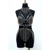 Zincirli Deri Harness, Deri Dansçı Kostüm, Choker Detaylı Deri Harness - Brf1397