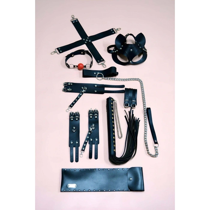 7li Fantezi Kırbaç Set, Kelepçe Takım, Ayak Kelepçesi, Kedi Maskesi - Brf1309