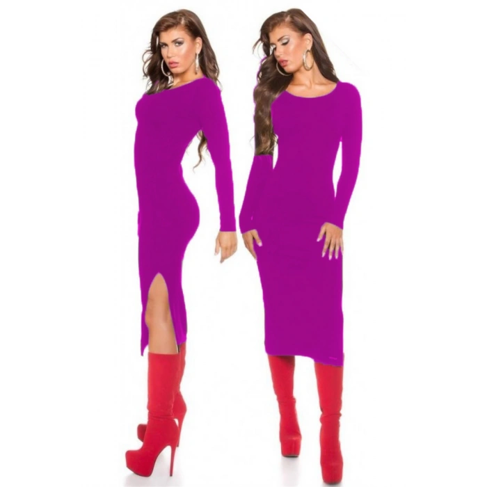 B101171 Uzun Kollu Yırbrfaçlı Kalem Elbise