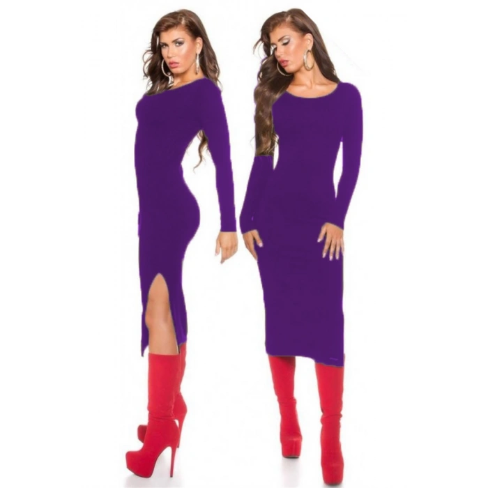 B101171 Uzun Kollu Yırbrfaçlı Kalem Elbise