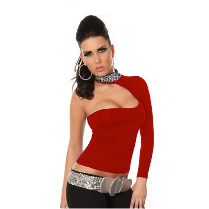 B101432 Pul Payet Aksesuarlı Bluz