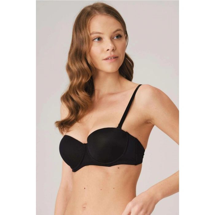 Balenli Destekli Dolgulu Askısız Straplez Günlük Klasik T-shirt Sütyeni