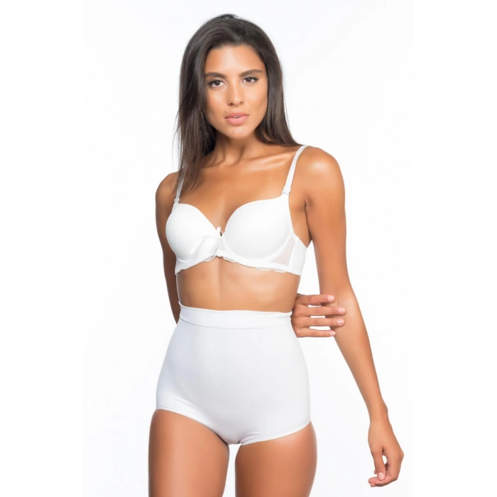 Beyaz Mı Emay 2057 Yüksek Bel Masajlı Slip Korse