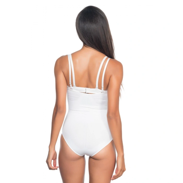 Beyaz Mı Emay 2073 Göğüsü Açık Desenli Body Korse