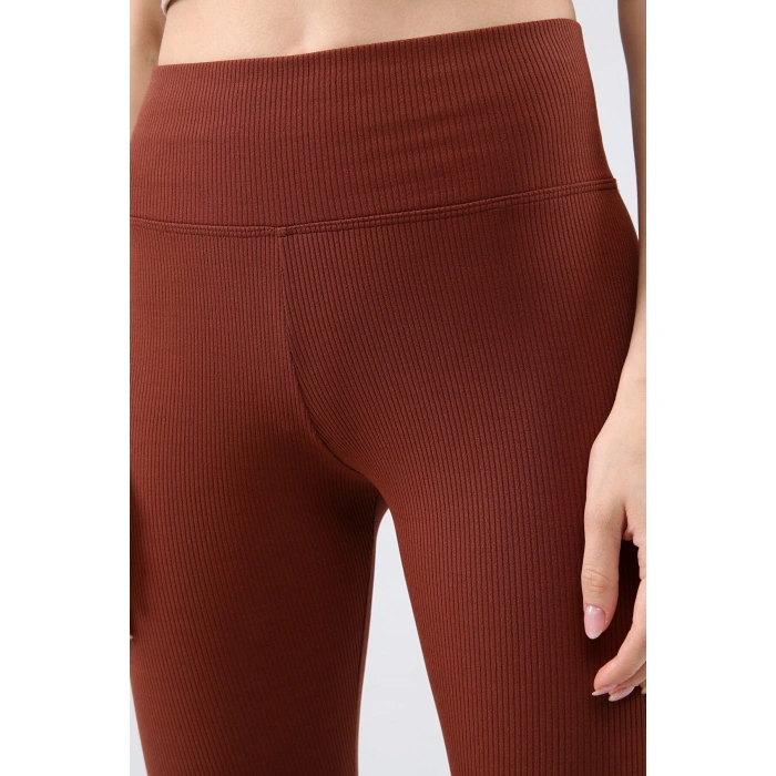 Bordo Yüksek Bel Fitilli Tayt 0608