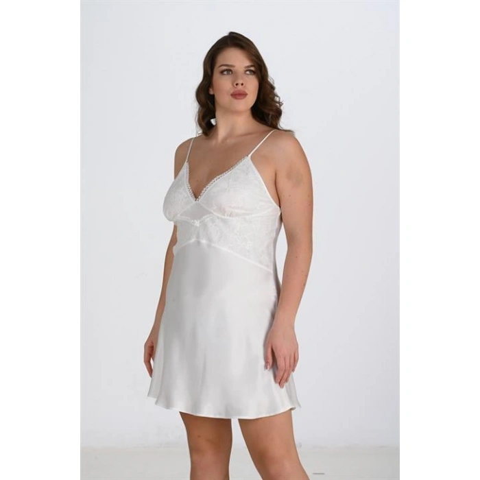 Büyük Beden 2li Ekru Sabahlık Takımı Bigsize