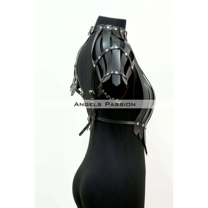 Crop Büstiyer Harness, Deri Göğüs Harness, Gömlek Üzeri Harness - Brf1257