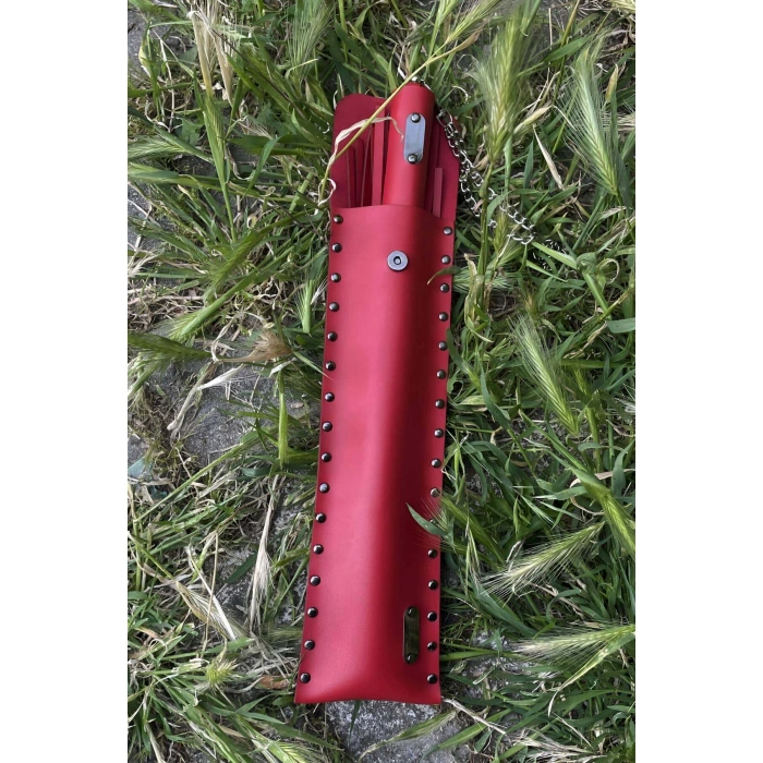 Deri Çantalı Kırmızı Kırbaç, Şık Deri Kırbaç, Sexy Aksesuar - Brf1287