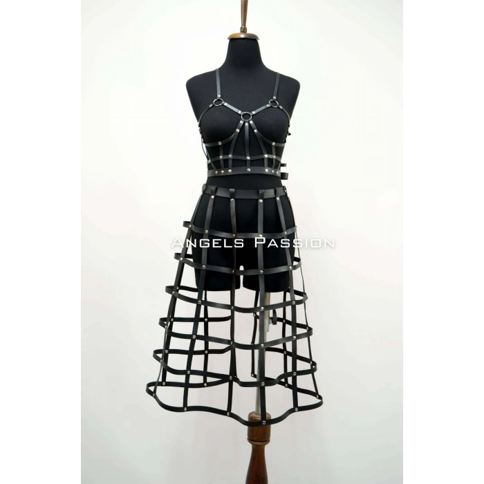 Deri Etek Ve Deri Göğüs Harness Takım, Cosplaywear - Brf1013