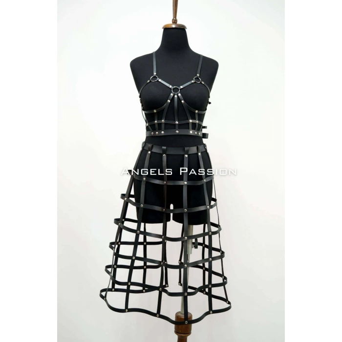 Deri Etek Ve Deri Göğüs Harness Takım, Cosplaywear - Brf1013