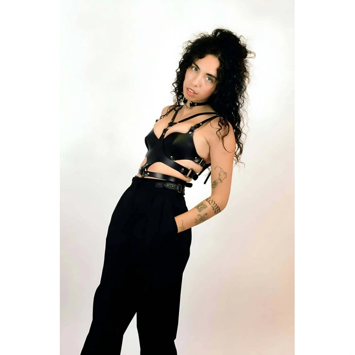 Deri Sütyen, Choker Ve Göğüs Harness, Tarz Festival Giyim Ürünleri - Brf1296