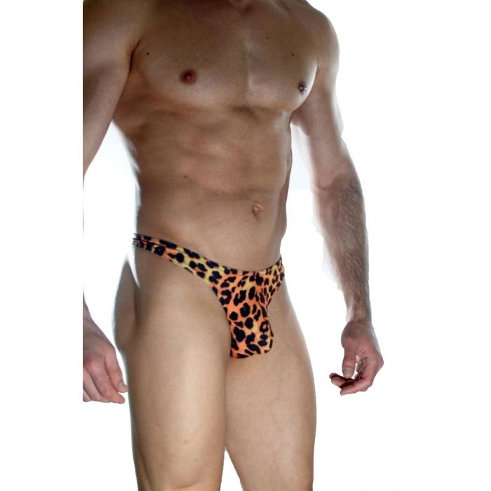 Erkek  Arkası Metalli Leopar Tanga Çamaşır