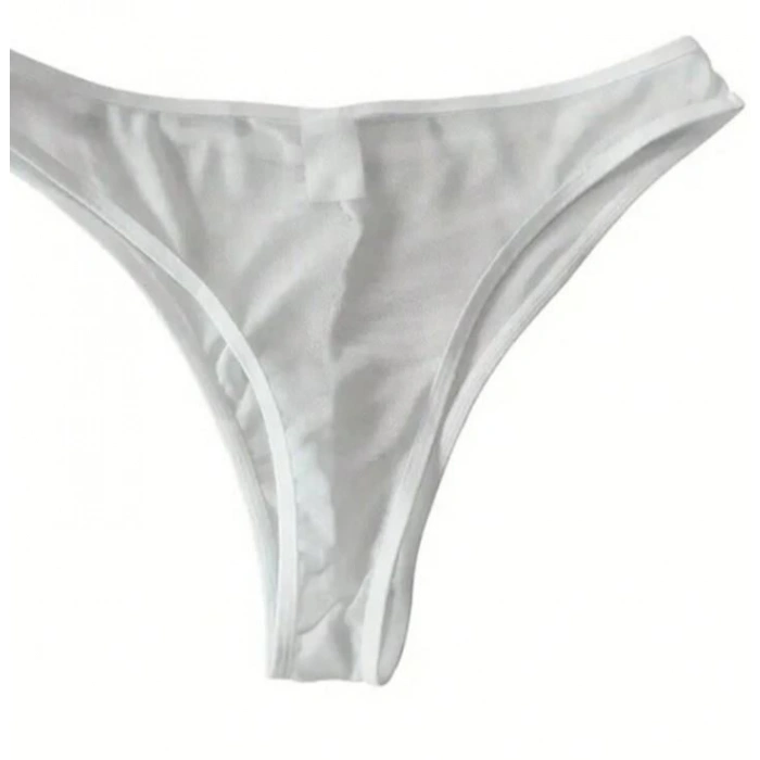 Erkek  Biyeli Beyaz Transparan Brazillian Slip