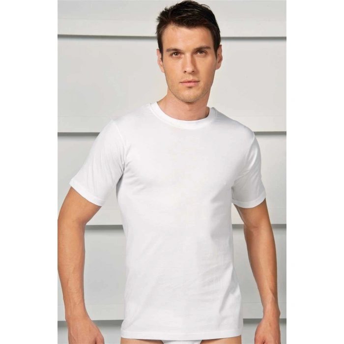 Erkek Pamuklu Kısa Kol Dar Yaka Klasik Fa T-shirt