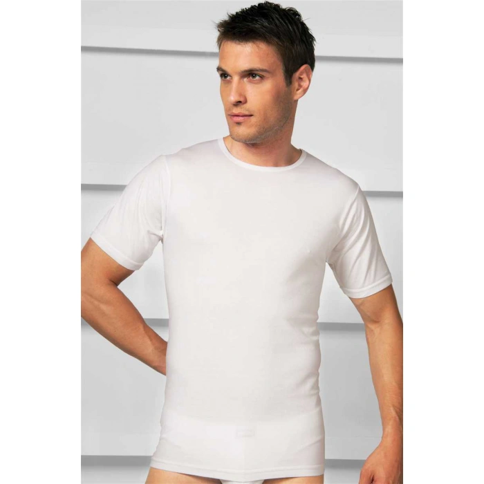 Erkek Pamuklu Kısa Kol Geniş Yaka Klasik Fa T-shirt