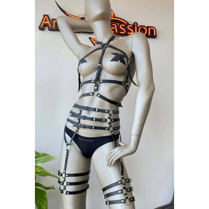 Fantazi Deri İç Giyim Jartiyer Harness - Brf524