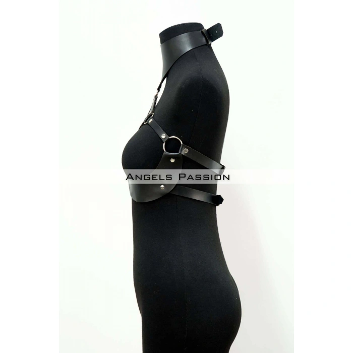 Göğüsleri Açık Deri Fantezi Giyim, Deri Göğüs Harness - Brf1237