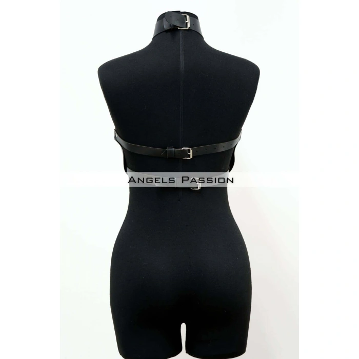 Göğüsleri Açık Deri Fantezi Giyim, Deri Göğüs Harness - Brf1237