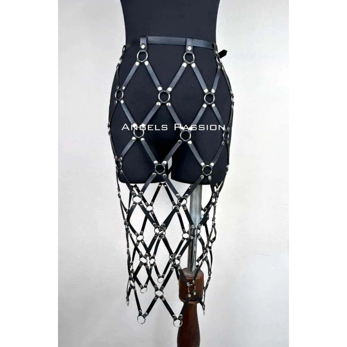 Harness Etek, Deri Örgü Harness Etek, Şık Tayt Üzeri Etek - Brf410