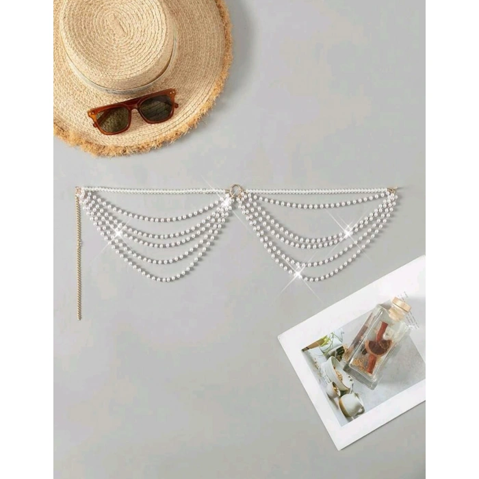 İnci Şıklığıyla Plajlarda Parla – Ayarlanabilir Bikini Zincir Aksesuarı