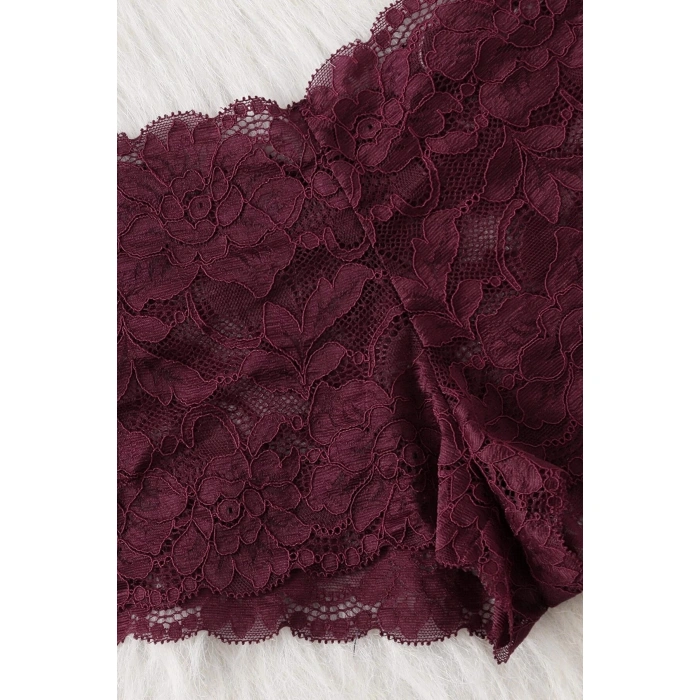 Kadın Bordo Dantelli & Kurdelalı Sütyen Külot Takımı