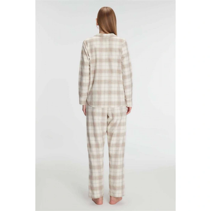 Kadın Pamuklu Uzun Kol Gömlek Pantolon Pijama Takımı