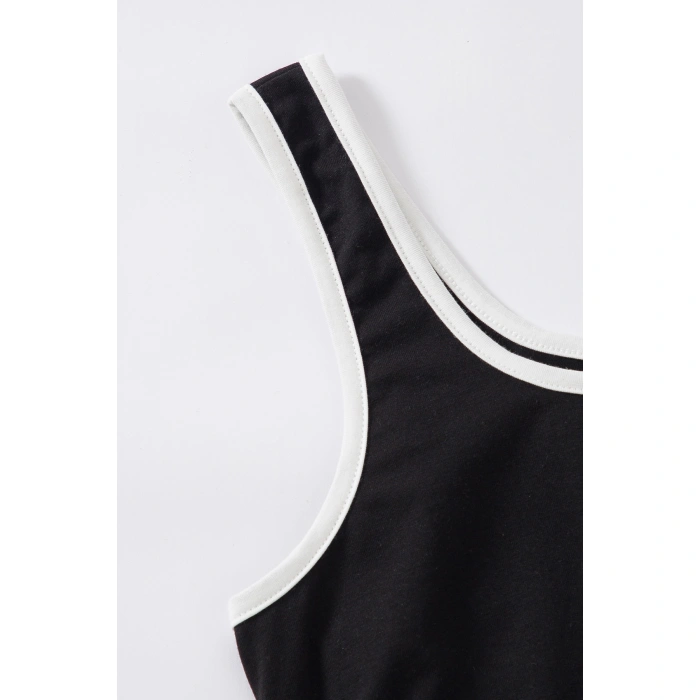 Kadın Siyah Askılı Crop Top Ve Şortlu Gecelik Takım