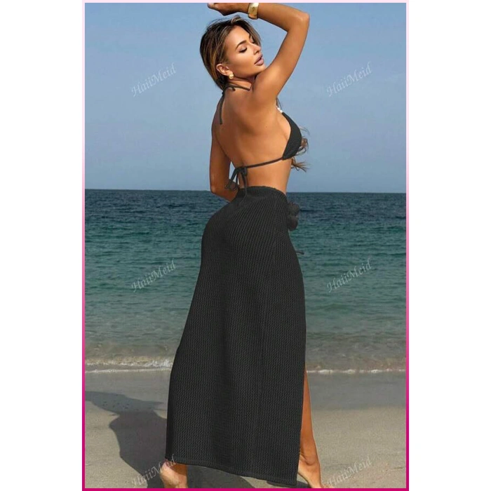 Kadın Siyah Askılı İncili Mayo Takımı