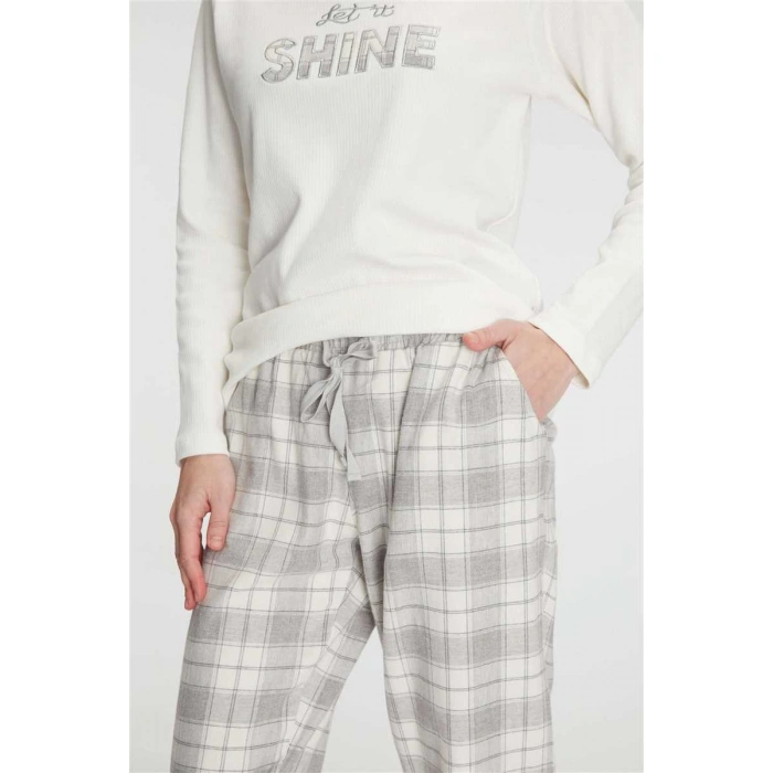 Kadın Uzun Kollu Pamuklu Kışlık Pijama Takımı Yumuşak Ve Rahat Ev Şıklığı