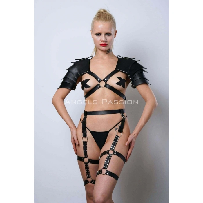 Kadın Viking Savaşçı Kostüm, Deri Savaşçı Kadın Harness Takım - Brf1345