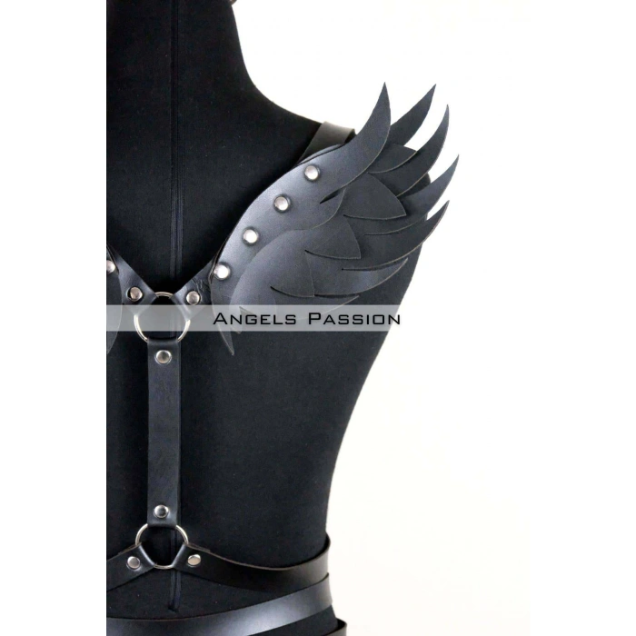 Kanatlı Detaylı Şık Göğüs Harness , Kanat Detaylı Deri Kemer - Brf1097