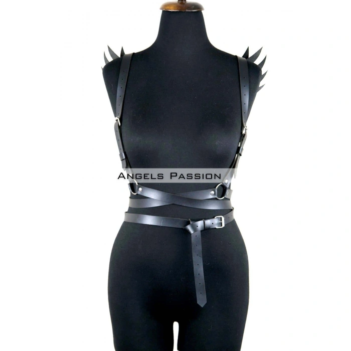 Kanatlı Detaylı Şık Göğüs Harness , Kanat Detaylı Deri Kemer - Brf1097