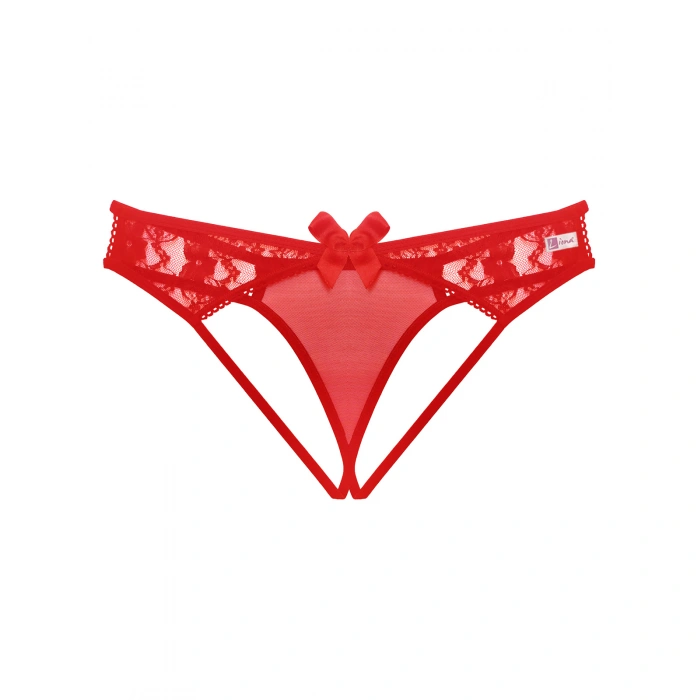 Kırmızı Dantelli Arkası Açık Fantezi Külot Tanga