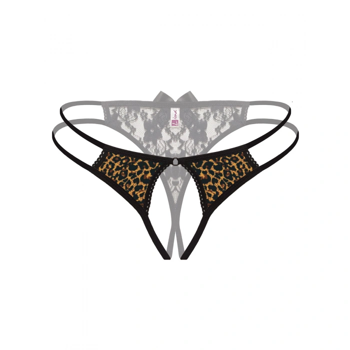 Önü Açık Büyük Beden Leopar Desenli Fantazi Bato Külot