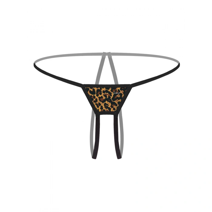 Özel Bölgesi Açık Leopar Desenli Fantezi G String