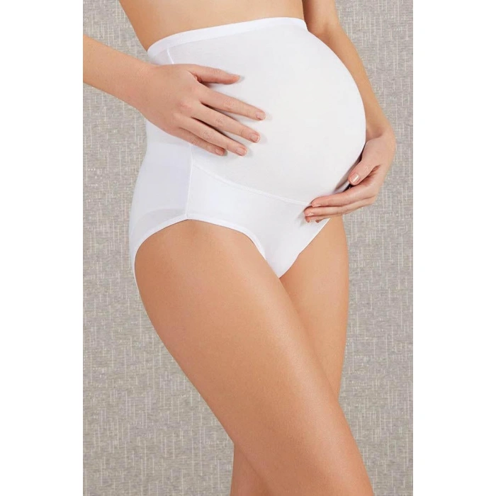 Pamuk Ve Modal Kumaş Yüksek Bel Beyaz Hamile Külodu