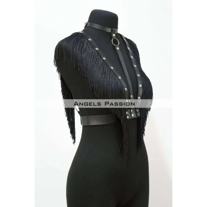 Püskül Ve Deri Büstiyer Harness, Püsküllü Clubwear, Deri Büstiyer - Brf767