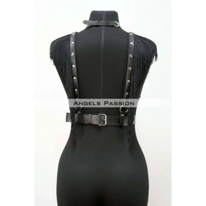 Püskül Ve Deri Büstiyer Harness, Püsküllü Clubwear, Deri Büstiyer - Brf767
